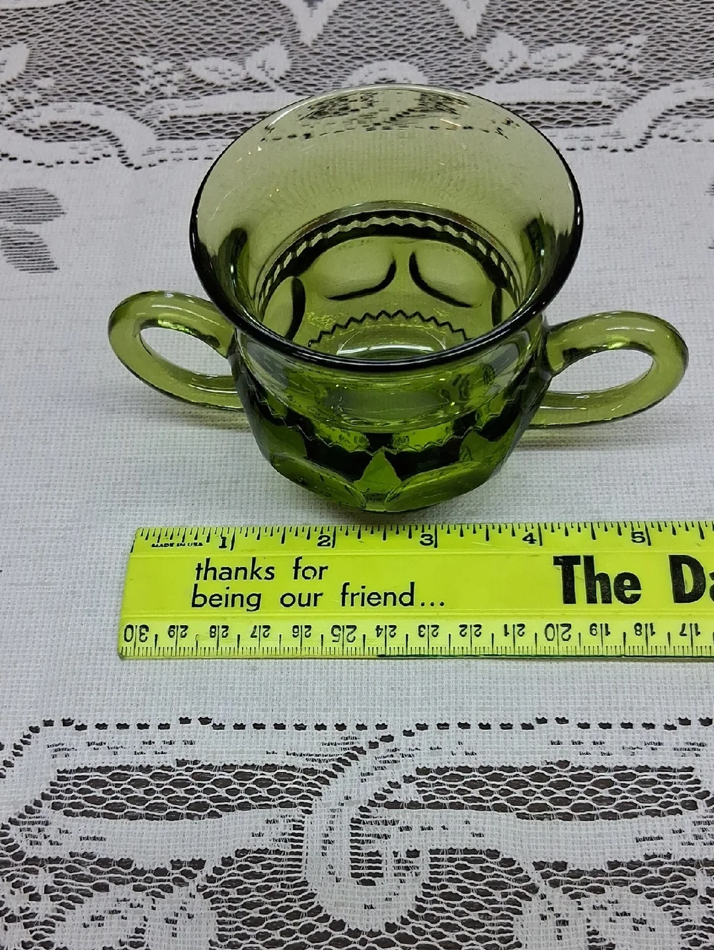 Indiana Glass Sugar Bowl in the King's‎ Crown Thumbprint pattern.